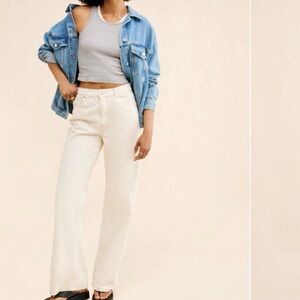 We The Free Cream Wide Leg Jeans